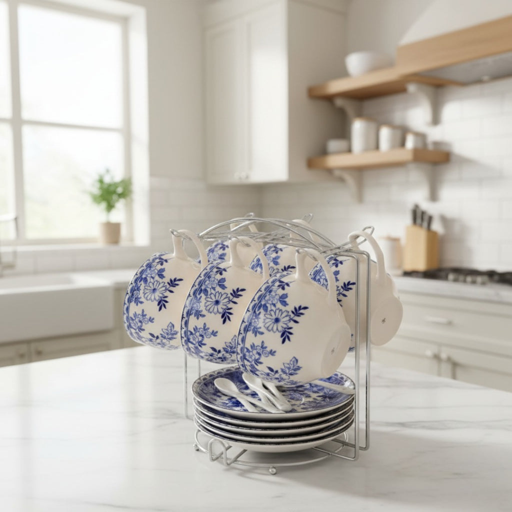 Conjunto com Pires em Porcelana