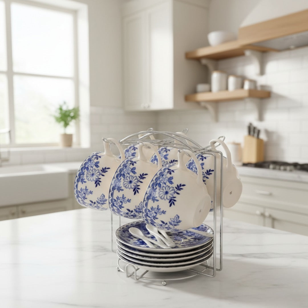 Conjunto com Pires em Porcelana