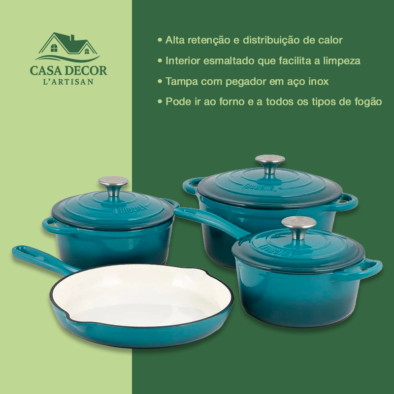 Conjunto de Panelas em Ferro Fundido Esmaltado