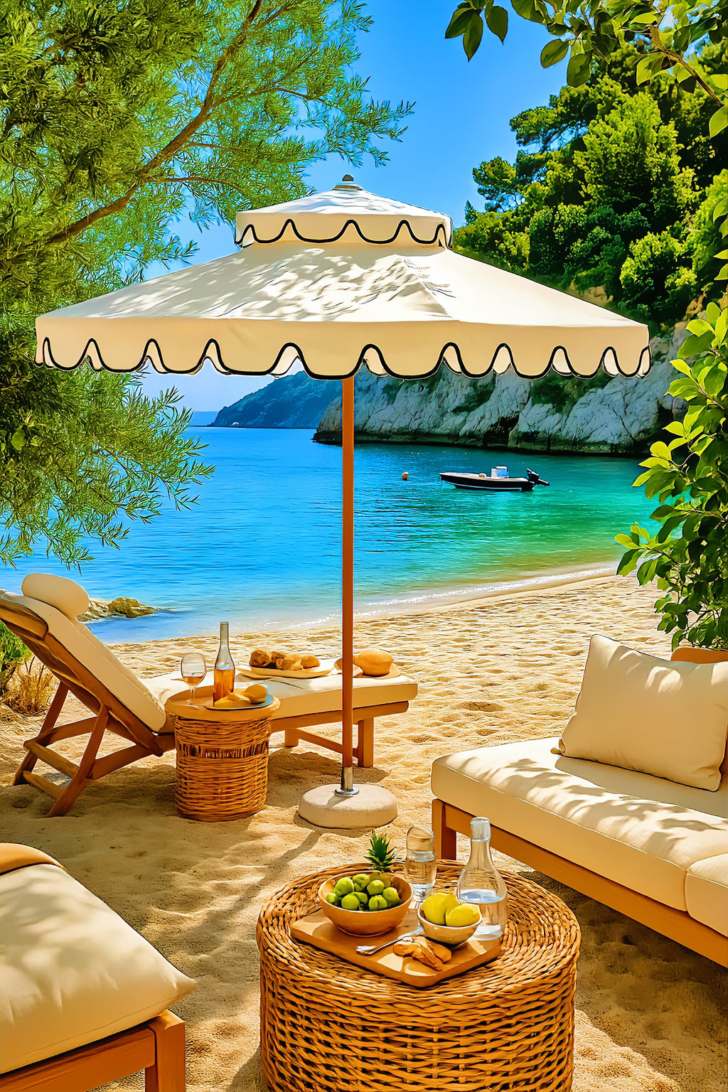 Guarda-Sol Duplo com Franja Decorativa