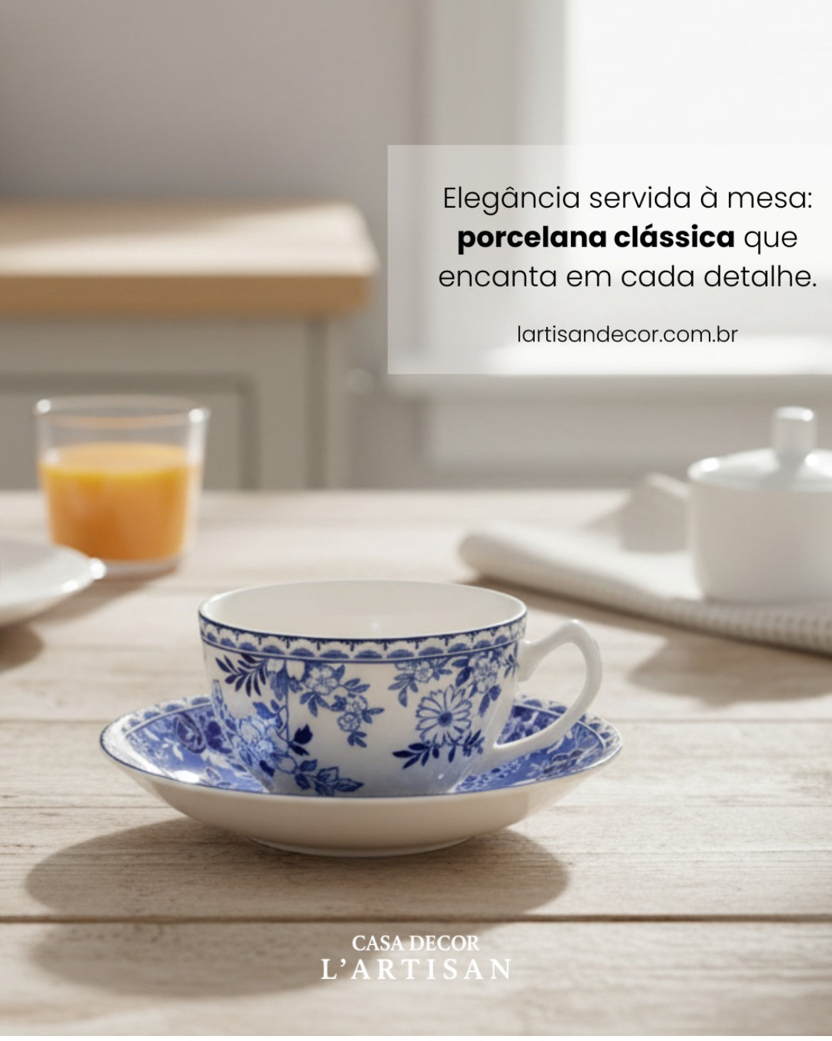 Conjunto com Pires em Porcelana