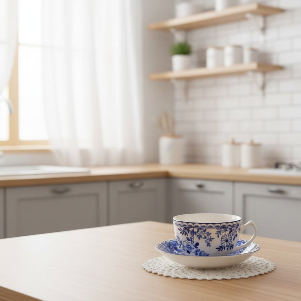 Conjunto com Pires em Porcelana