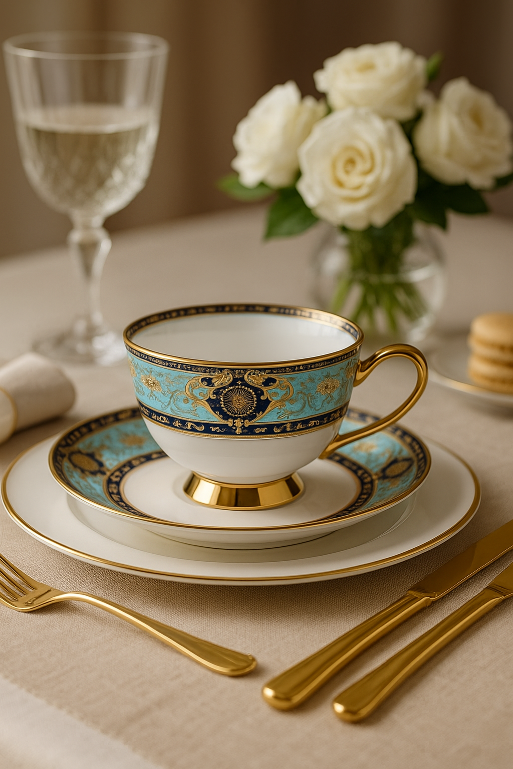 Conjunto de Xícaras e Pires em Porcelana Fina