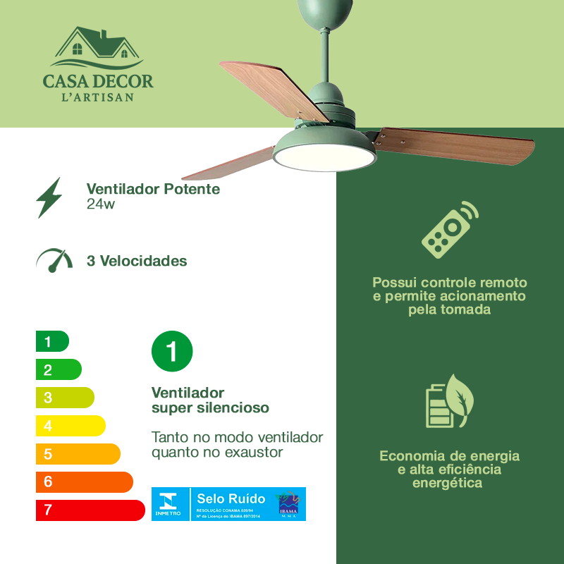 Ventilador de Teto com Controle Remoto de  106 cm