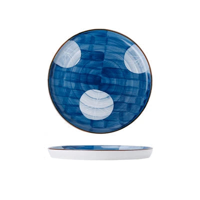 Prato de Cerâmica Azul Estampado