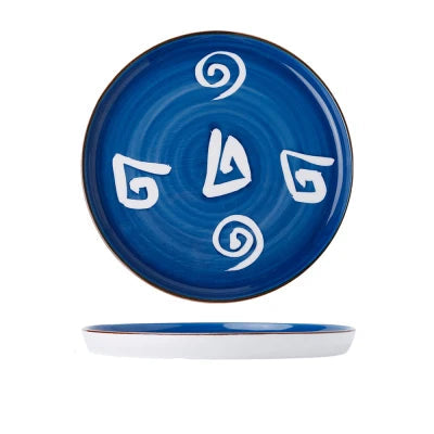 Prato de Cerâmica Azul Estampado