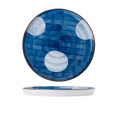 Prato de Cerâmica Azul Estampado