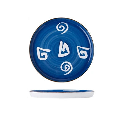 Prato de Cerâmica Azul Estampado