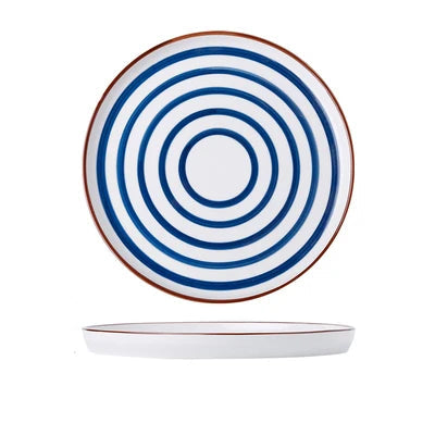 Prato de Cerâmica Azul Estampado