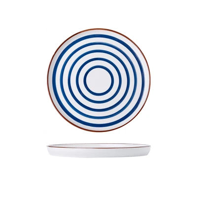 Prato de Cerâmica Azul Estampado