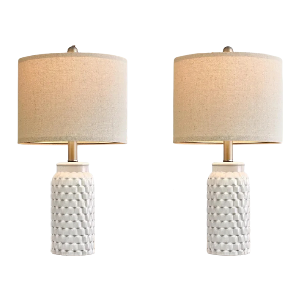 Kit com 2 Abajures de Cerâmica Branca