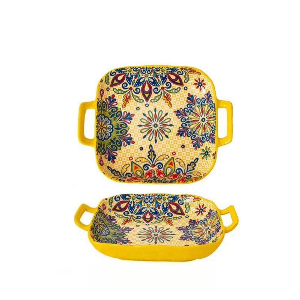 Travessas de Cerâmica Coloridas com Alças