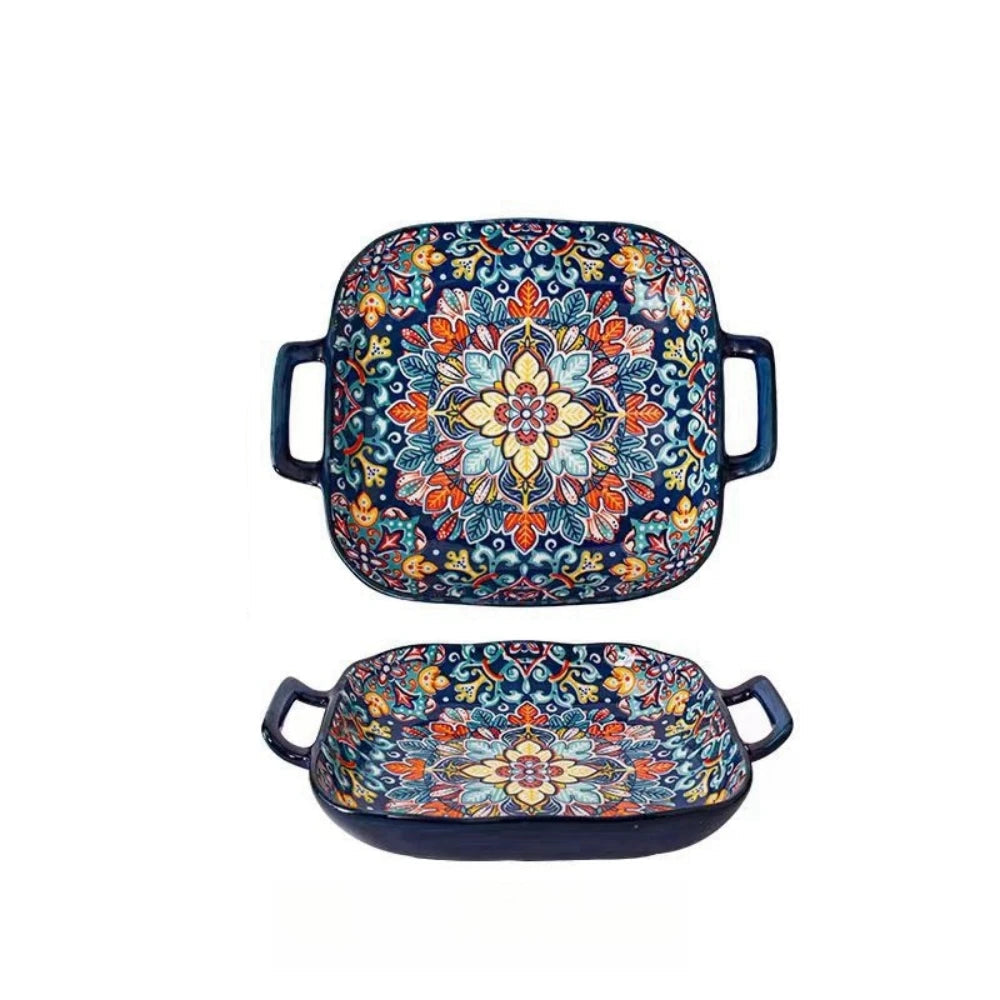 Travessas de Cerâmica Coloridas com Alças