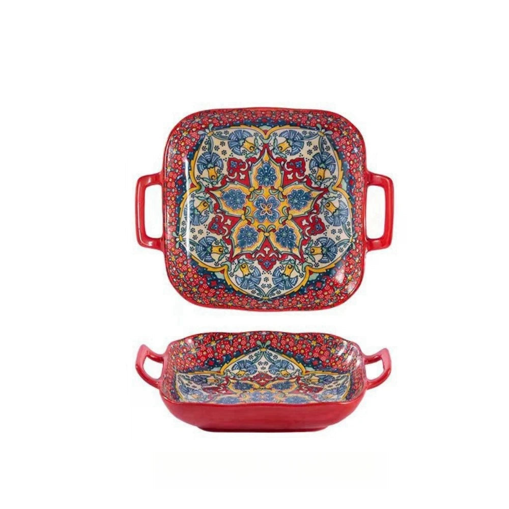 Travessas de Cerâmica Coloridas com Alças