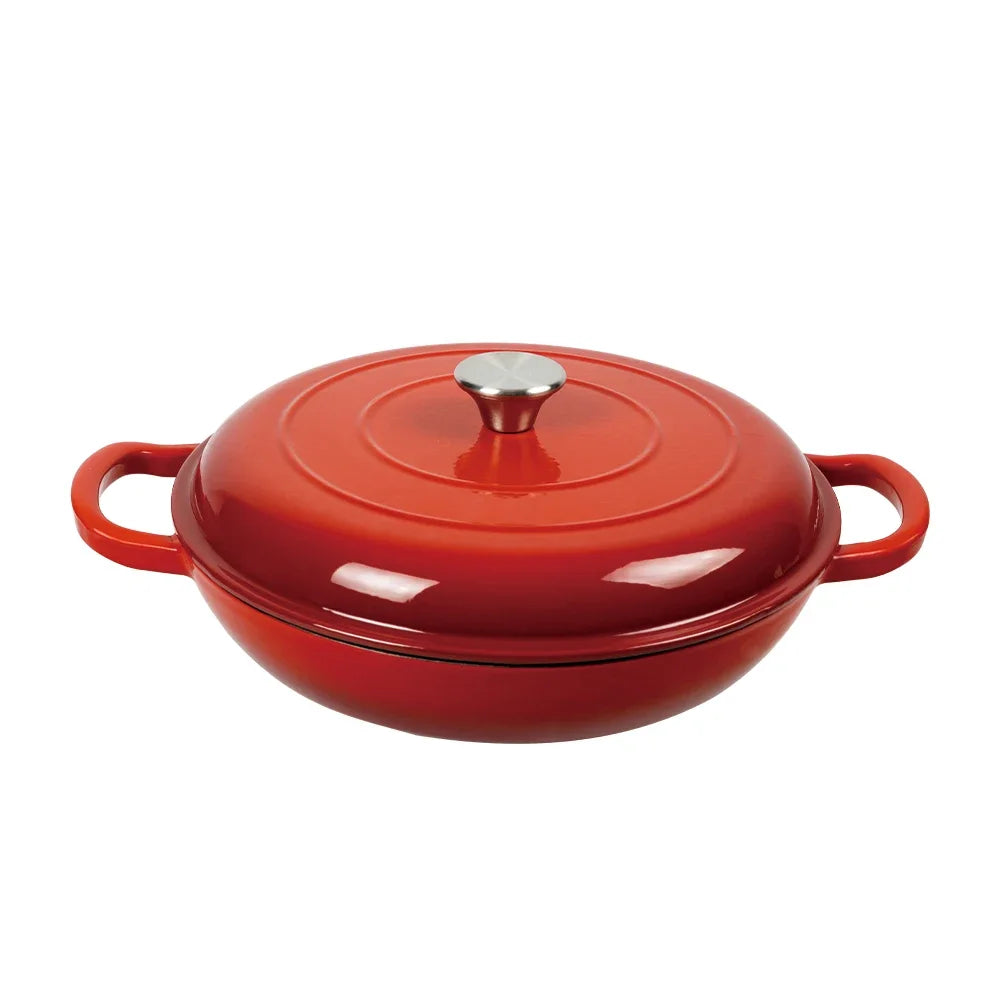 Conjunto de Panelas de Ferro Fundido Esmaltado Vermelho