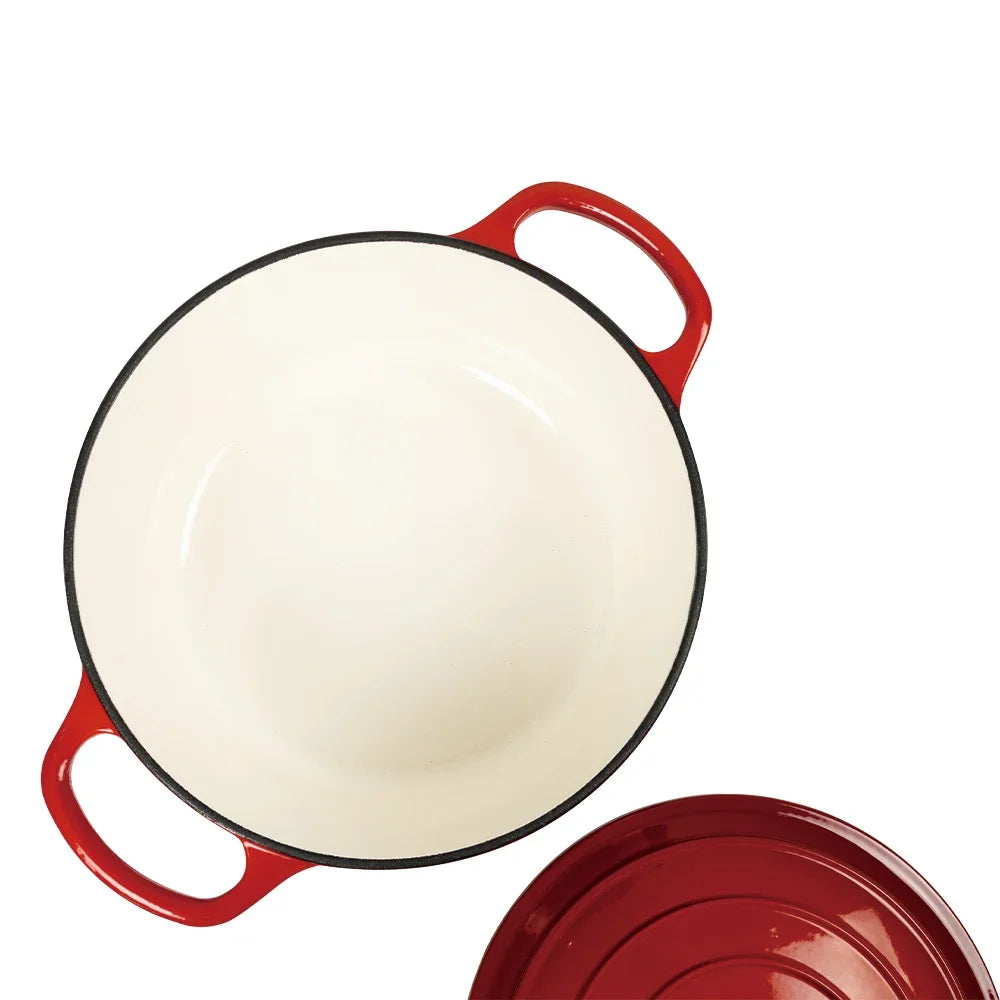 Conjunto de Panelas de Ferro Fundido Esmaltado Vermelho