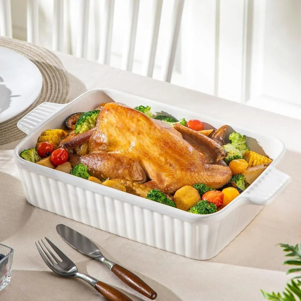 Assadeira Retangular em Cerâmica com Alças