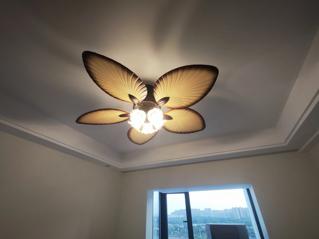Ventilador De Teto Retro Com Asas De Madeira E Luz Integrada Estilo Clássico E Rústico Para Sala De Estar Quarto