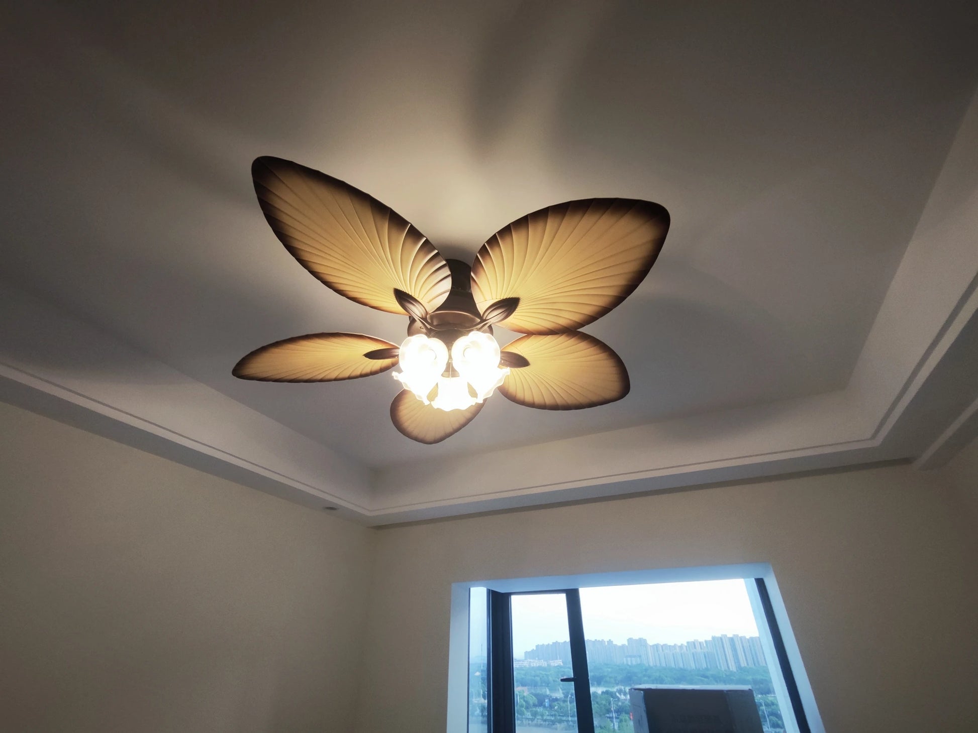 Ventilador De Teto Retro Com Asas De Madeira E Luz Integrada Estilo Clássico E Rústico Para Sala De Estar Quarto