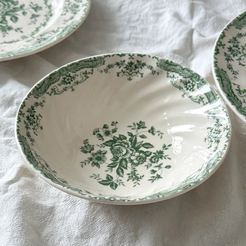 Louças Estilo Europeu Floral Verde