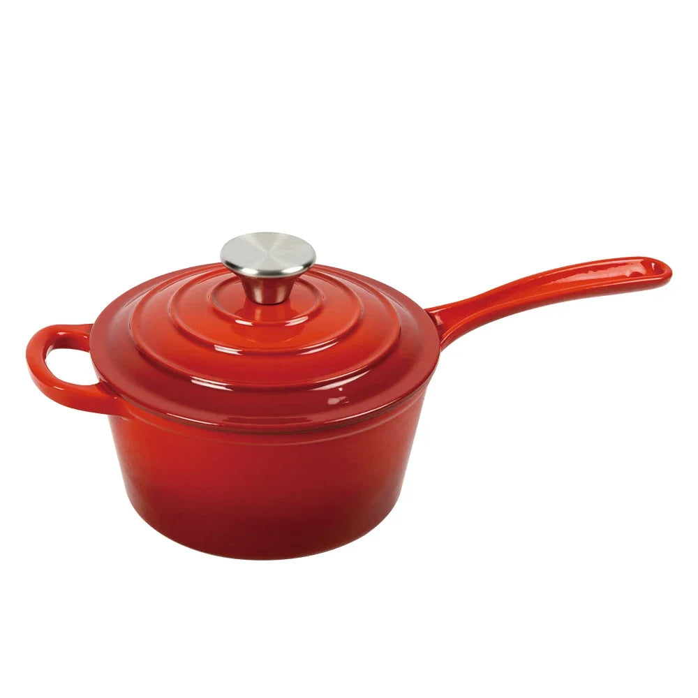 Conjunto de Panelas de Ferro Fundido Esmaltado Vermelho