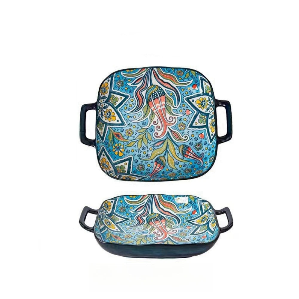 Travessas de Cerâmica Coloridas com Alças