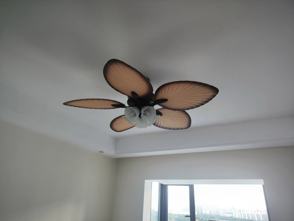 Ventilador De Teto Retro Com Asas De Madeira E Luz Integrada Estilo Clássico E Rústico Para Sala De Estar Quarto