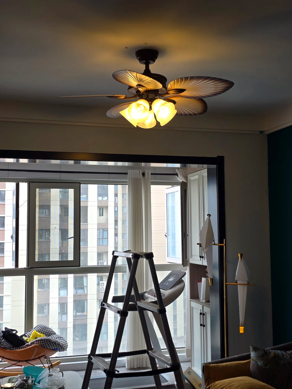 Ventilador De Teto Retro Com Asas De Madeira E Luz Integrada Estilo Clássico E Rústico Para Sala De Estar Quarto