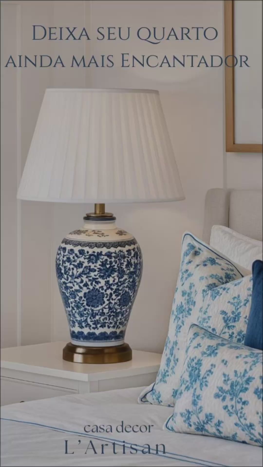 Abajur de Porcelana Estilo Oriental